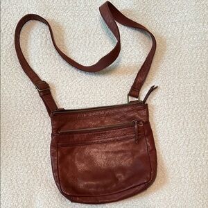 Margot Brown Leather Crossbody Bag with Crescent Design